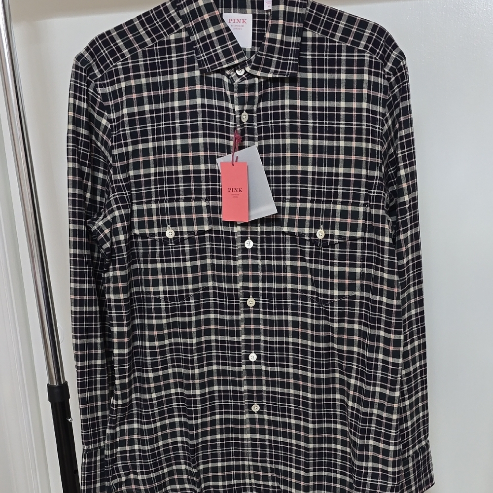 Pink Shirtmaker London- Cotton Wool Button Down